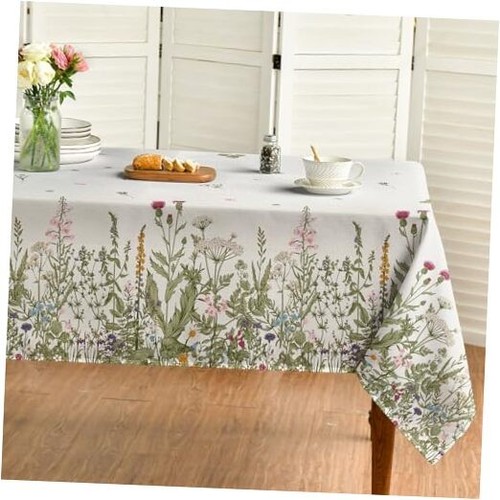 Spring Summer Tablecloth 60x120 Inch Rectangular, Wild Flowers Floral Table