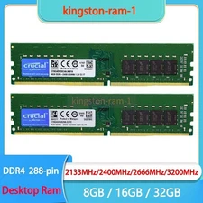 Crucial 8GB 16GB Ram DDR4 2133 2400 2666 3200 MHz DIMM 2Rx8 288-Pin For Desktop