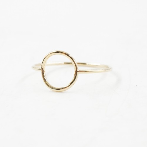 Quince Solid 14K Yellow Gold 10mm Circle Accent Ring in Size 8 - Picture 6 of 10