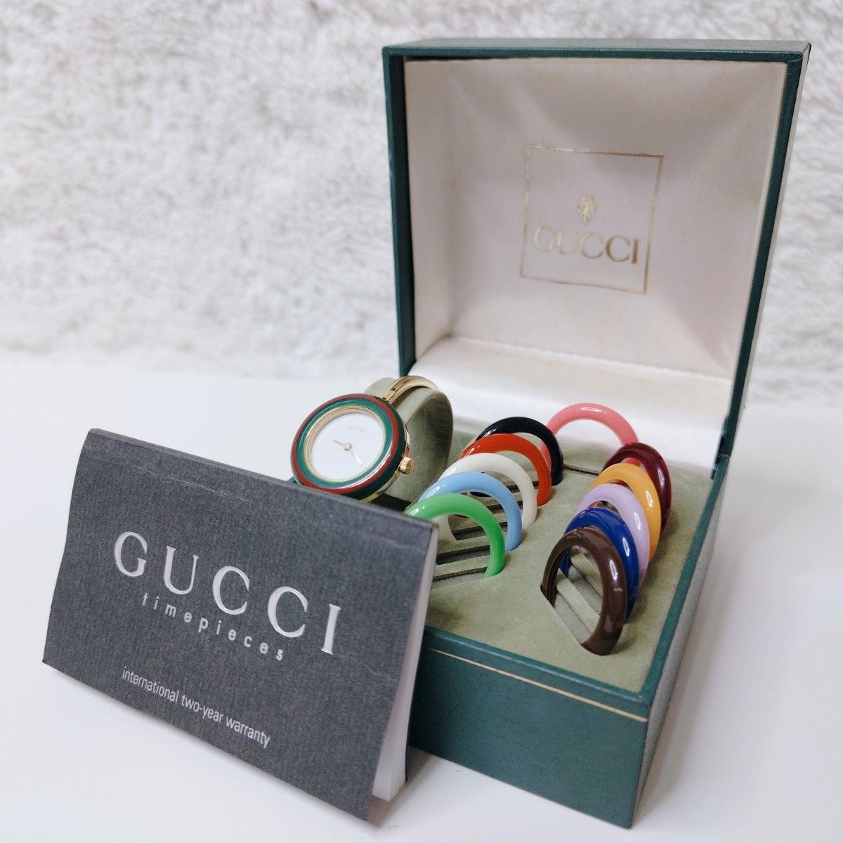 GUCCI Change Bezel Watch 28.4mm Gold White Dial 12 Colors Vintage Japan thumbnail 2