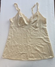 VTG Vanity Fair Beige Camisole Size 32 Made USA Adjustable Straps Lace Details