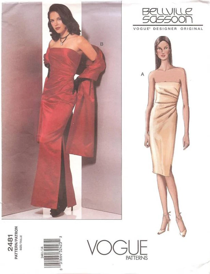 PATTERN to SEW Bellville Sassoon dress Gilda PROM gown Vogue 2481 size 14 16 18 - Image 2 of 4
