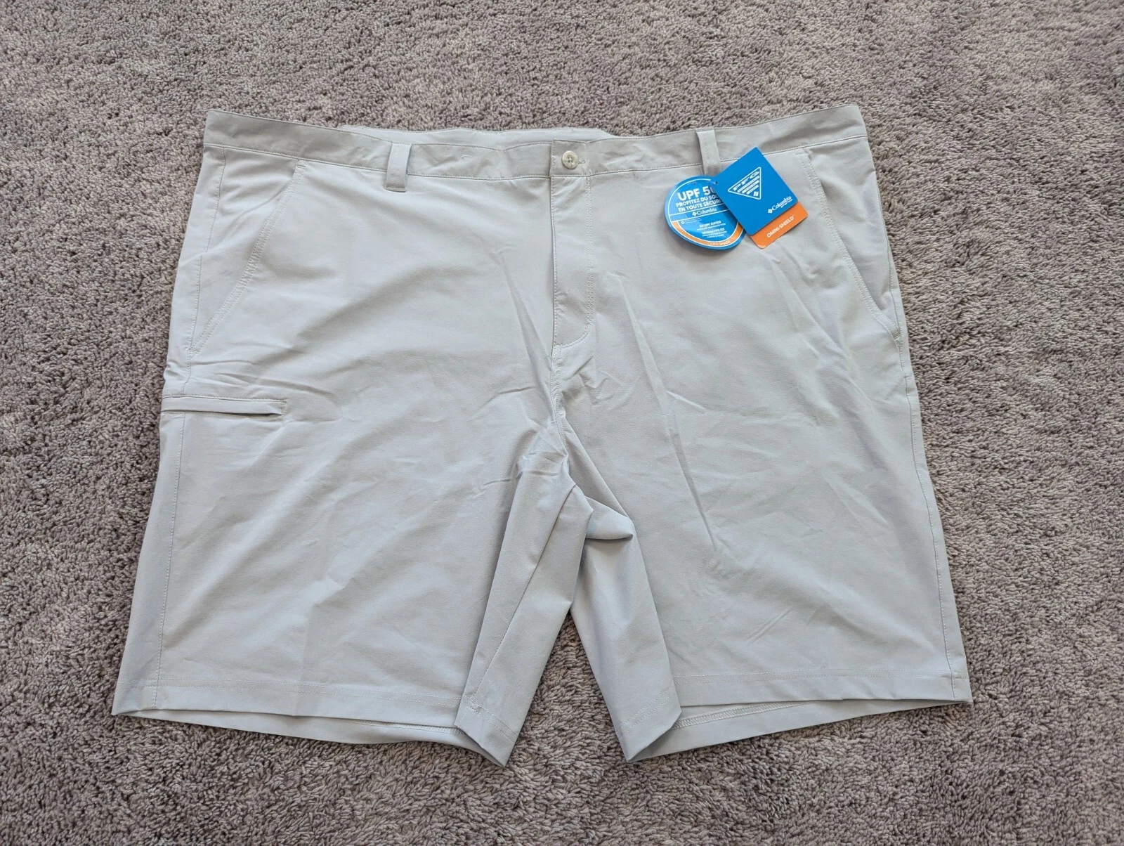 PFG Columbia Chino Shorts Mens 54w 10L Gray Outdoor Golf Fishing Lined NEW