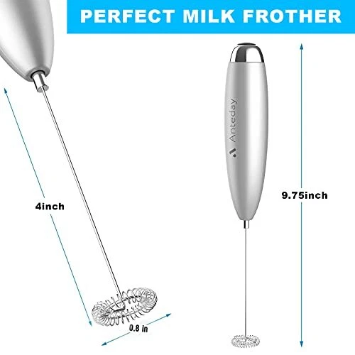 Milk Frother, Coffee Frother Handheld, Hand Mixer, Upgraded Motor Silver