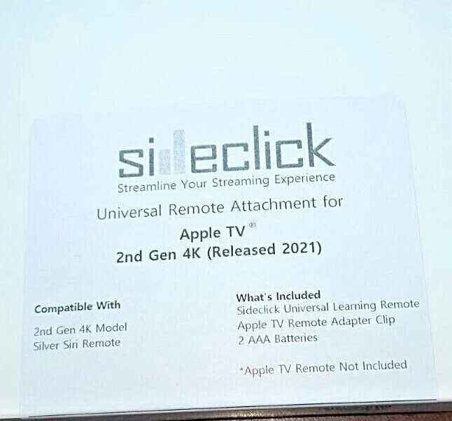 SIDECLICK Remote Control Attachment for APPLE TV  2nd Gen 4K (Released 2021) - Image 2 of 4