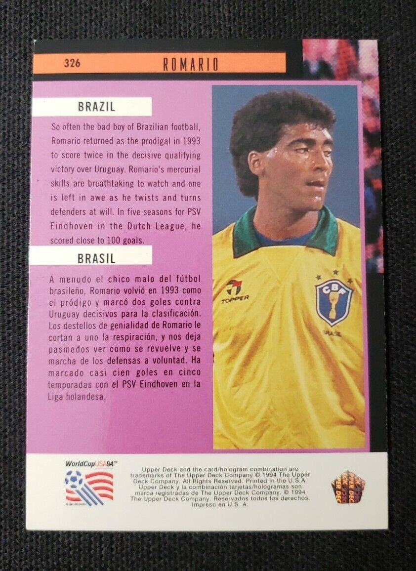 Romario 1994 Upper Deck #326 Brazil World Cup English