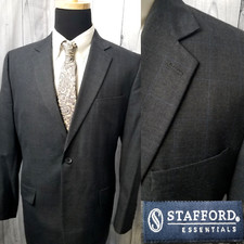 Stafford Men's Blazer 42R Gray Plaid 2 Btn Sport Coat Jacket 1 Vented   NICE
