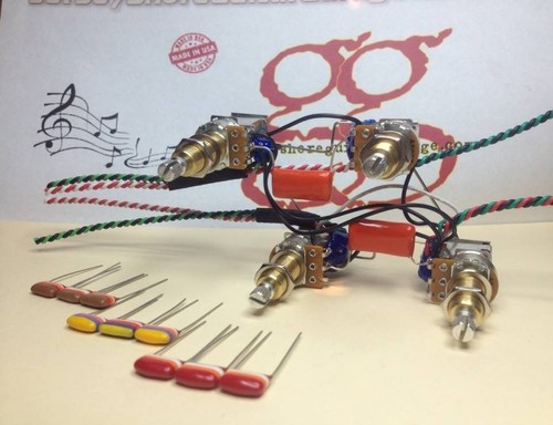 Jimmy Page wiring harness fits Gibson and Epiphone Les Paul PUSH/PULL LONG SHAFT - Foto 4 di 11