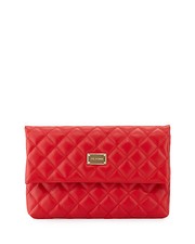 St John $660 Nwt Red Gold Quilted Foldover Clutch Handbag Sold Out 
