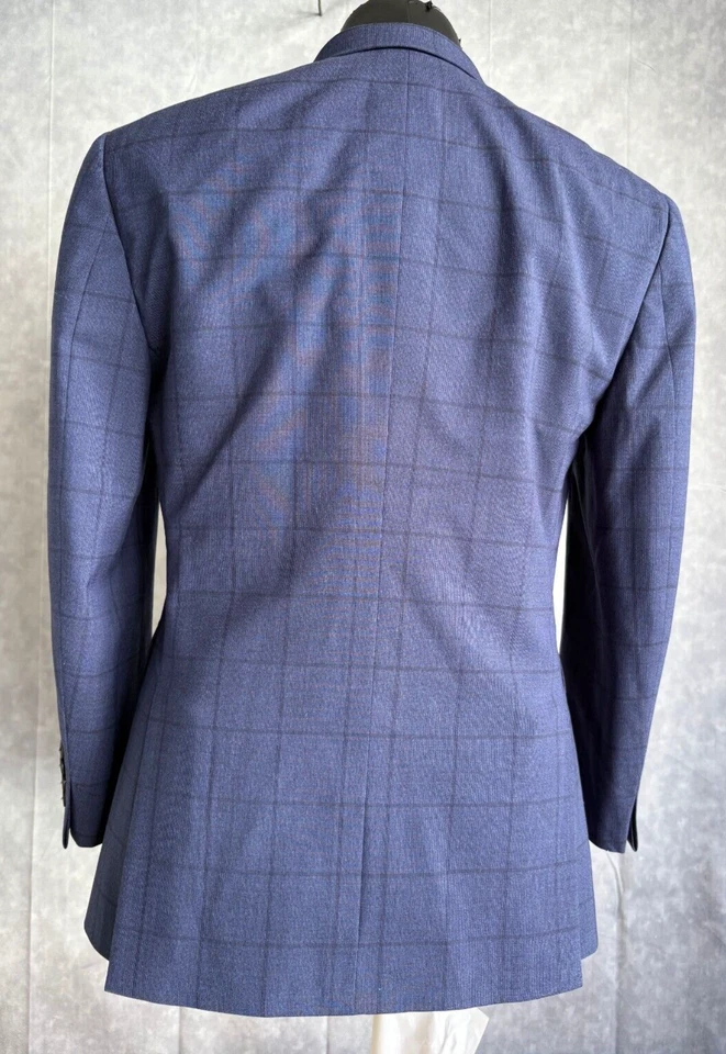 Blazer abrigo deportivo Theory para hombre talla 38S azul a cuadros Foto 3 de 4