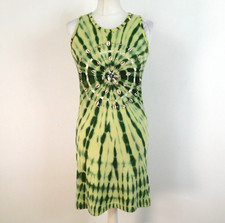 Les Petites Green Tie-Dye T-Shirt Dress Size 8 Real Shell Design Sleeveless