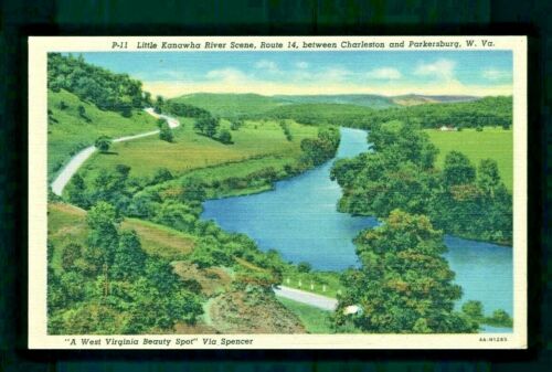 Postcard West Virginia Little Kanawha River Charleston and Parkersburg. J2