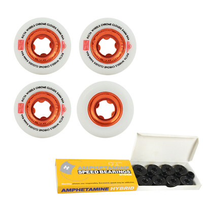 Ricta Skateboard Wheels 54mm Chrome Clouds 54mm Red, Ceramic Bearings