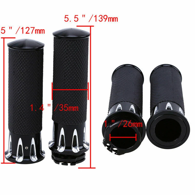 Manillar de 1" negro empuñaduras motocicleta 25 mm palancas de mano para Harley Chopper Foto 3 de 4