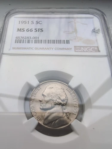 1951-S 5C NGC MS66FS - Jefferson Nickel - Nickel Nickle MS 66 S 5FS **RARE**
