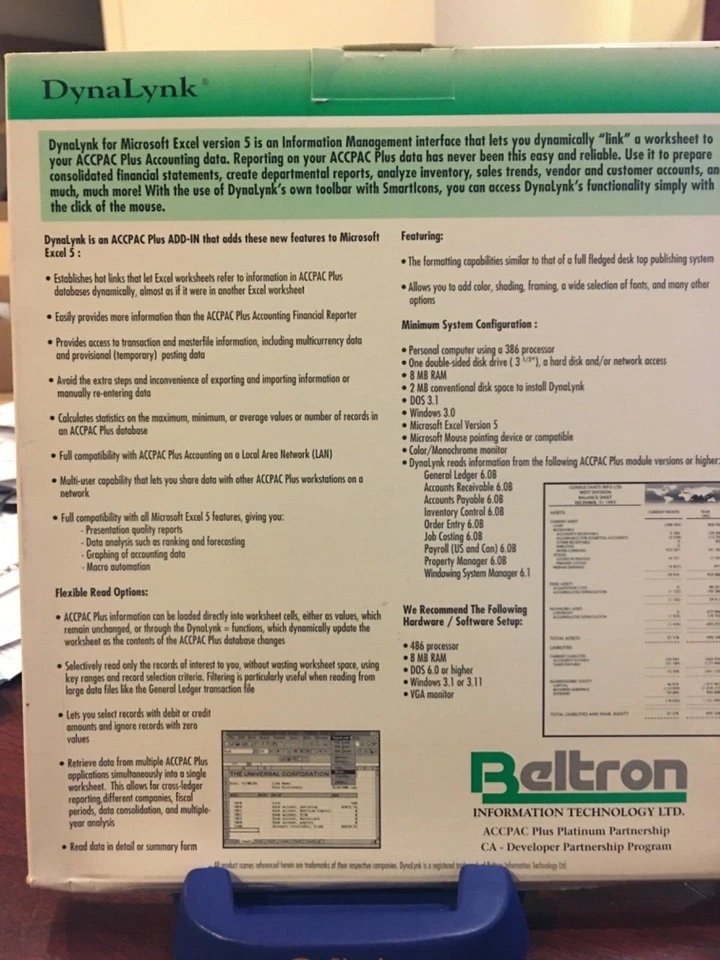 $1295 ACCPAC Plus Add-In Reporting. DynaLynk for Excel . - Image 2 of 4