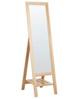 Standspiegel Mit Rahmen Regal Holz Hellbraun 40X145 Cm Klappbar Rustikal Luisant