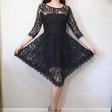 Free People Mini Dress Queens Love Asymmetrical Hem Lace Witchy Romantic Goth 2