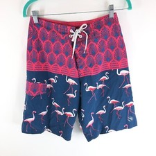 Ocean Current Men's Board Swim Shorts Flamingo Pattern Drawstring Pink Blue 28
