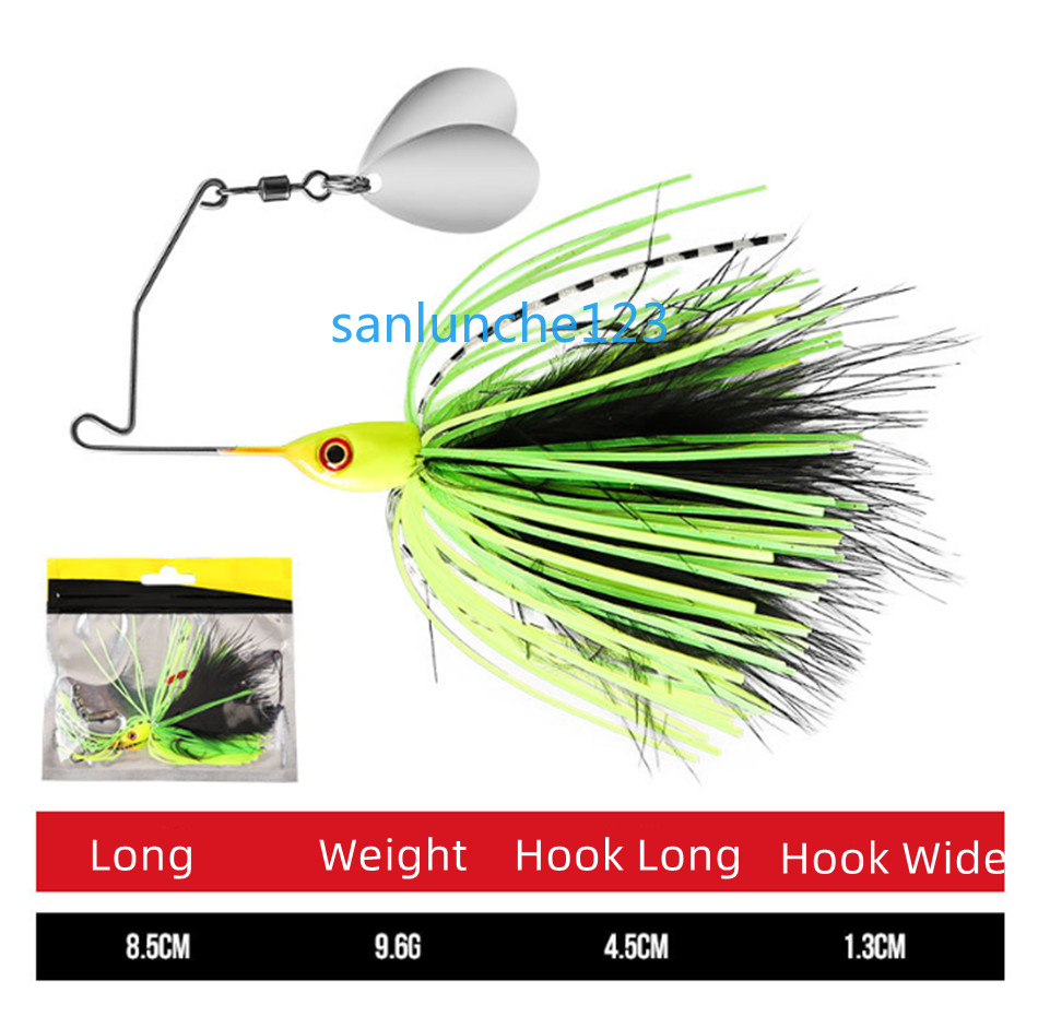 5PCS Spinnerbait Spoon Fishing Lure Buzzbait 8.5cm/9g Blade Skirted Bait Bass - Image 9