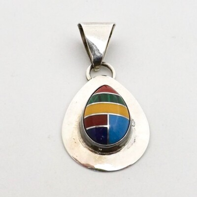 Zuni Sensa Eustace Sterlingsilber Edelstein Träne Charm Anhänger Vintage