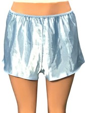 CCC Vintage Light Blue Satin Elastic Band Sleep Shorts Size Large All Polyester