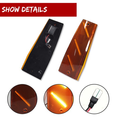 Amber Lens + LED Side Marker Lights For Jeep Cherokee XJ Wagoneer Comanche 84-96 - Picture 3 of 11