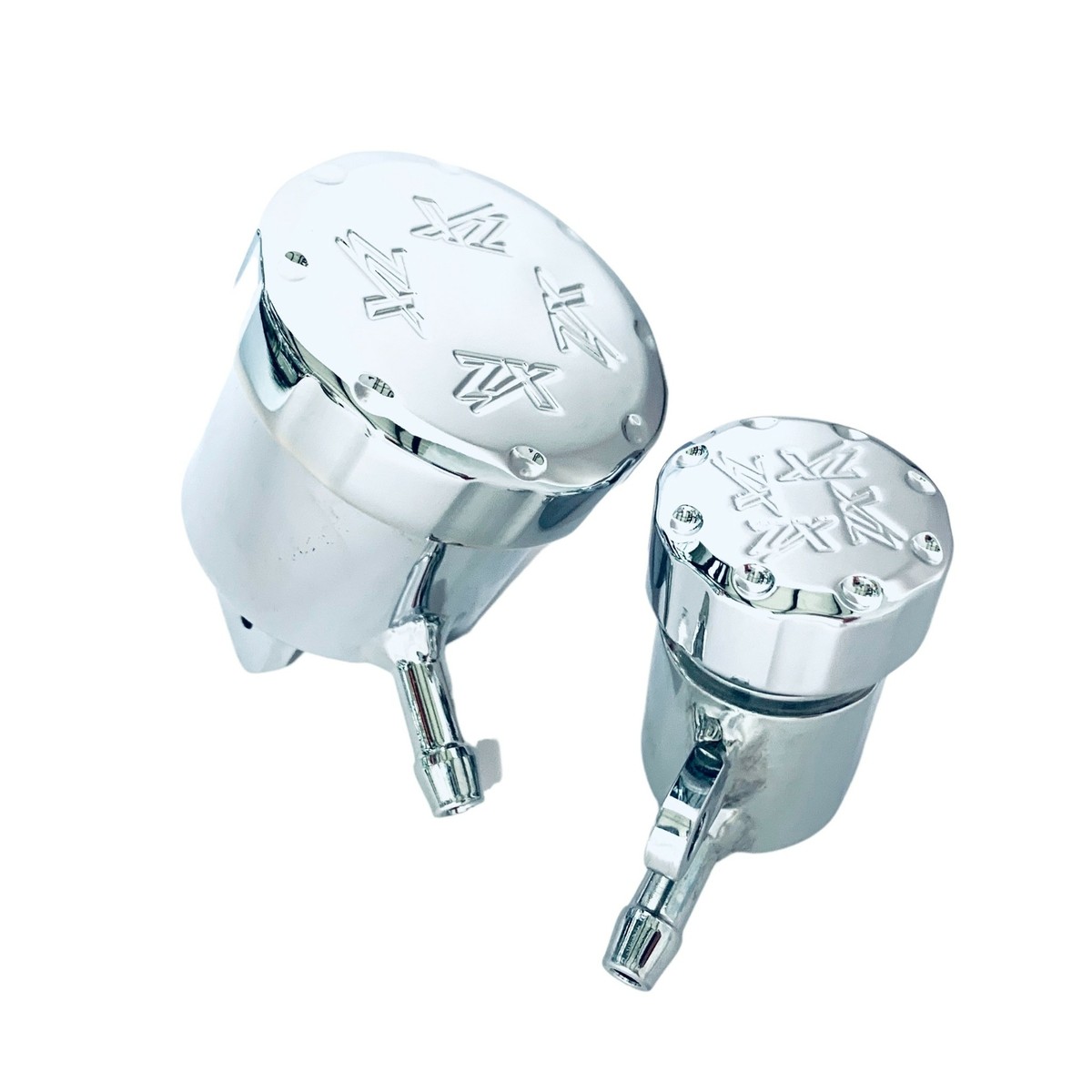 ZX14 ENGRAVED CHROME CLUTCH/BRAKE RESERVOIR & CAPS 2006-11