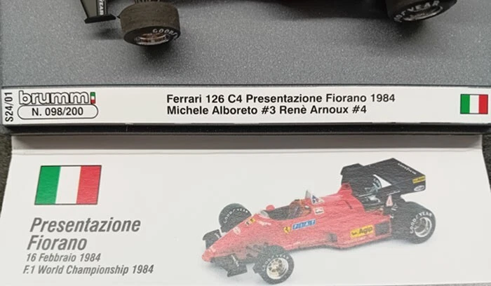 FERRARI 126 C4 TURBO PRESENTAZIONE FIORANO 1984  Brumm S2401 con PILOTI - Immagine 2 di 3
