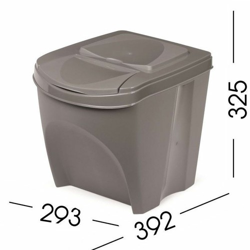 Grey 20 Litre Large Stackable Recycling Sorting Colour Coded Plastic Bins w Lid - Picture 1 of 7