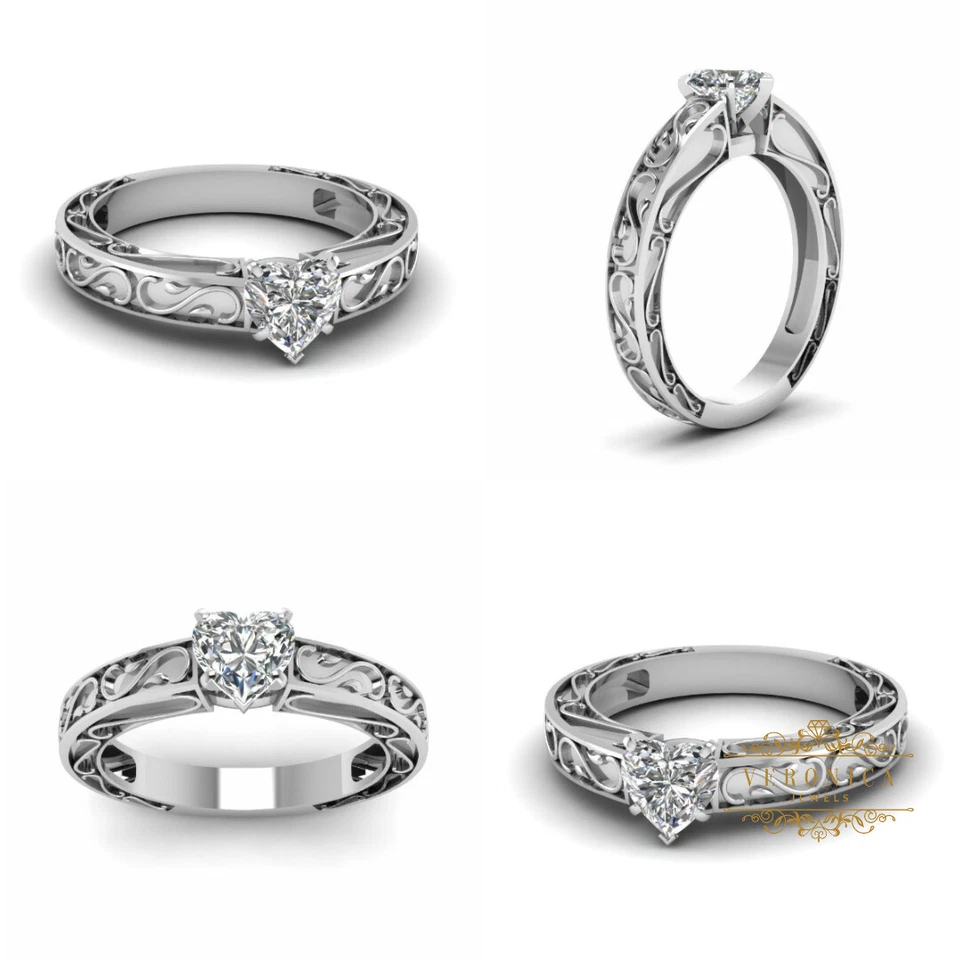 Designer 1 CT White Heart Cut CZ Engagement Ring With Solid 925 Sterling Silver - Image 4 of 4