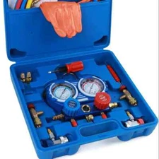 Manifold pressure gauge set adjustable connector5ft hose for R22 R32refrigerants