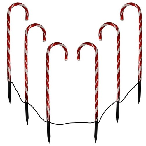 Gartenstäbe Weihnachten Deko 6x Zuckerstange 44 cm 48 LED für Garten