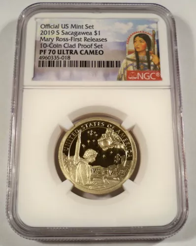 2019-S NGC PF70UCAM PROOF SACAGAWEA MARY GOLDA ROSS DOLLAR PR 70 DC