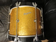 VINTAGE ROGERS "NEWPORT" MARCHING SNARE 10x14 + CASE RARE GOLD SPARKLE!  1960'S