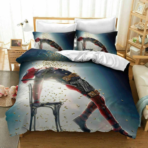 Deadpool Wolverine 3D Bettbezug Bettwäsche Set Superheld X-Men Kissenbezug Quilt - Bild 10 von 12