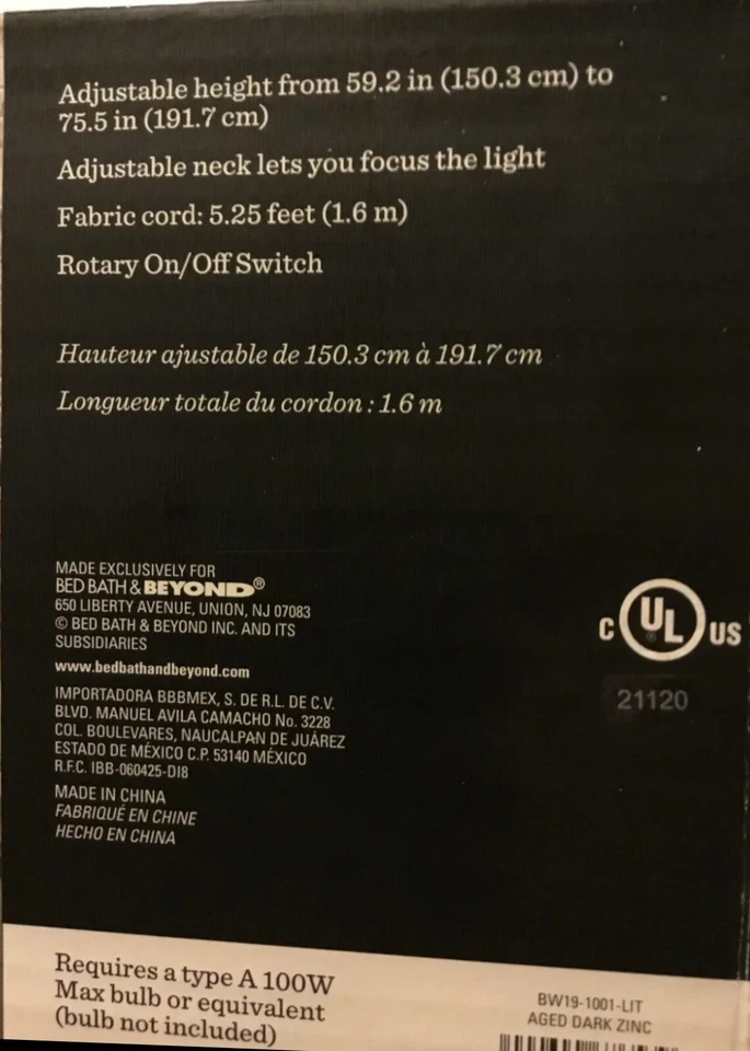 NEW! Hudson Adjustable Floor Lamp-Dark Zinc(Black) - Image 3 of 4