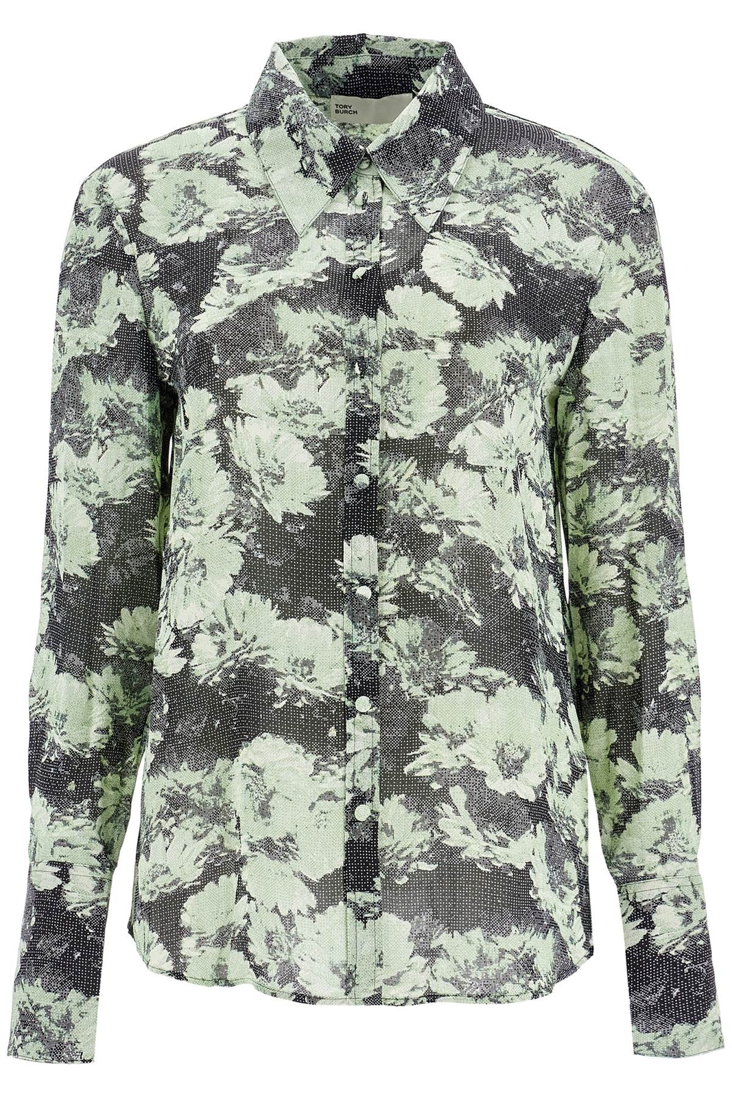 Женская рубашка из вискозы с принтом TORY BURCH, Tg. XS 163648, 300 г Зеленый