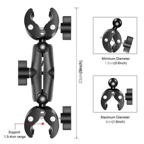 Motorcycle Crab Clamp Handlebar Fixed Mount for Gopro /DJI OSMO/ Insta 360/ DSLR - Picture 2 of 8