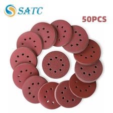50PCS 5 in 8-Hole 40-220 Grit Hook Loop Sanding Discs Orbital Sander Paper Pads