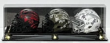 NEW! CSP TRIPLE 3 MINI FOOTBALL HELMET ACRYLIC DISPLAY CASE W/MIRROR BACK AD21