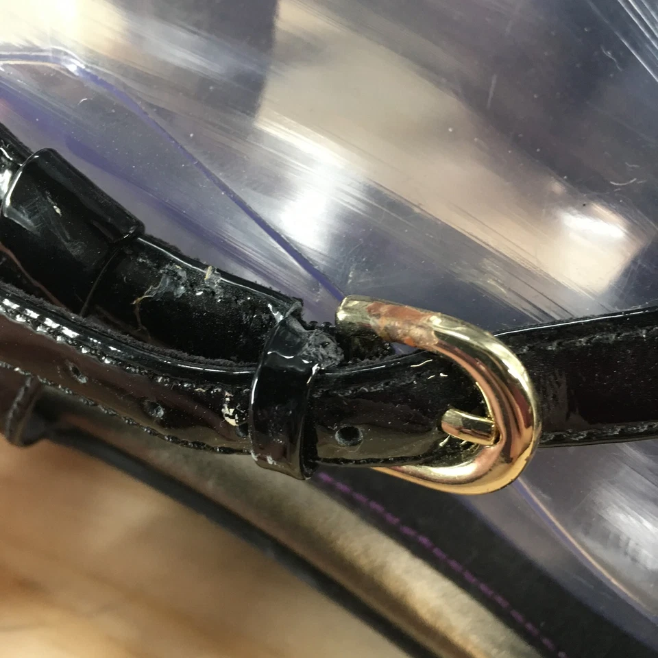 Sandalias Aravon para mujer 8 D con tiras de charol negro con hebilla bloque de punta abierta Foto 4 de 4