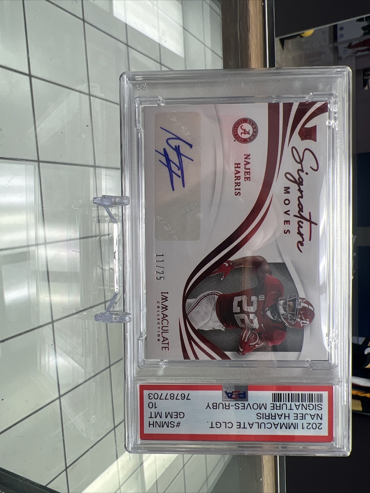 Najee Harris Panini Immaculate Collection Collegiate Signature Moves #SMNH Ruby