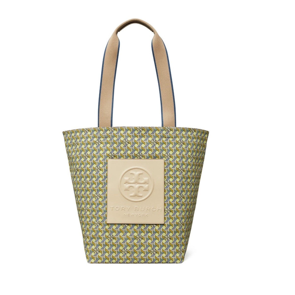 【TORY BURCH】ELLA ラフィア ラージバッグ Tory Burch Ella Reversible Printed Market Tote In Acid Lemon