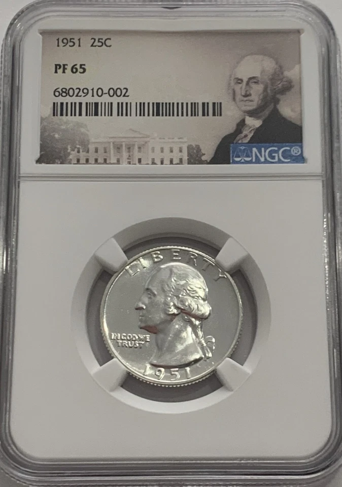 1951 NGC PF65 Silver Proof Washington Quarter 25c Portrait - Image 3 of 3