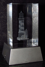3D Etched Glass Lighthouse Paperweight