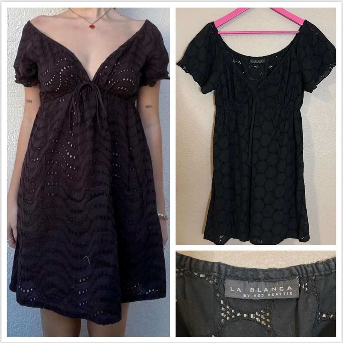 La Blanca Black Eyelet Baby Doll Cover Up Size Medium | eBay