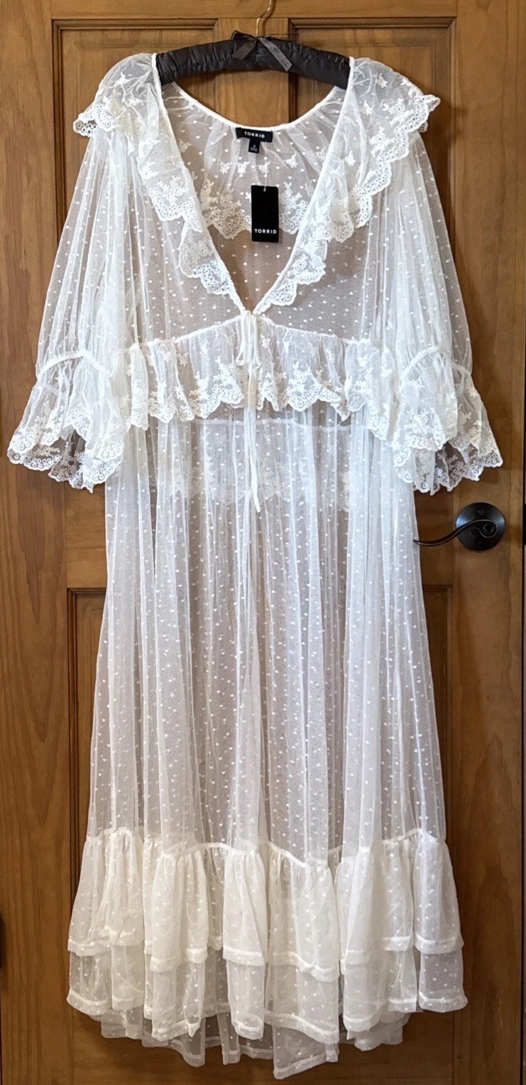 TORRID LACE KIMONO MAXI DRESS GOWN DUSTER 3 3X 3XL 22/24 NEW