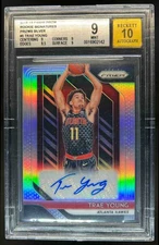 2018-19 Prizm Trae Young Rookie Prizms Silver Auto RC #RS-TYG Hawks BGS 9/10
