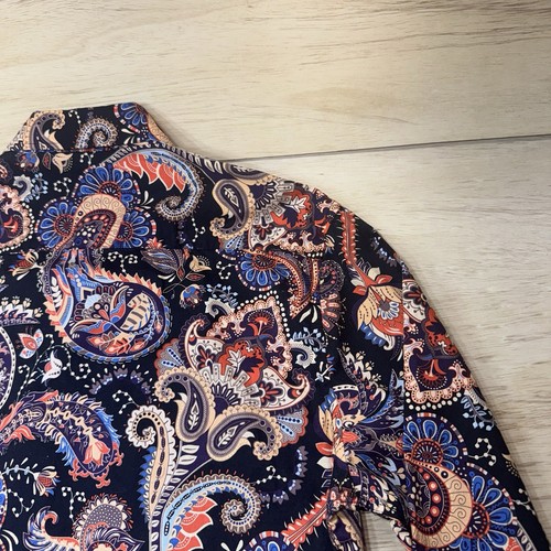 Consequence Shirt Mens Medium Black Dragon Paisley Long Sleeve Button Up Stretch - Picture 20 of 22